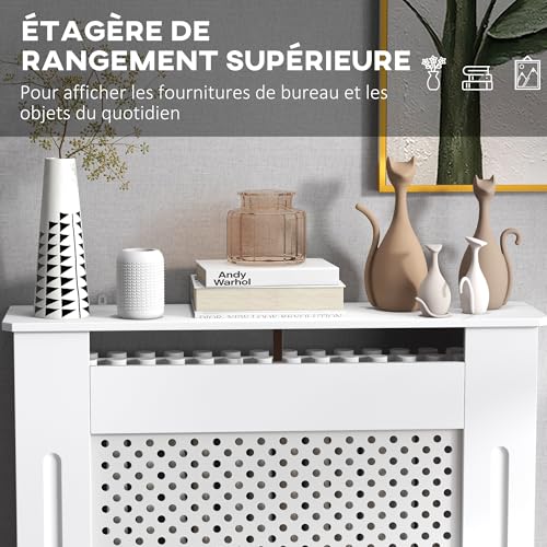 Cache-radiateur couvercle couverture radiateur en bois blanc 78cm - 5
