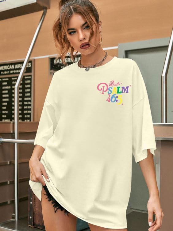 Oversized Christian Shirts for Women God is Within Her T Shirt Jesus Religious Gift Tee Bible Verse Inspirational Tops - Image 2