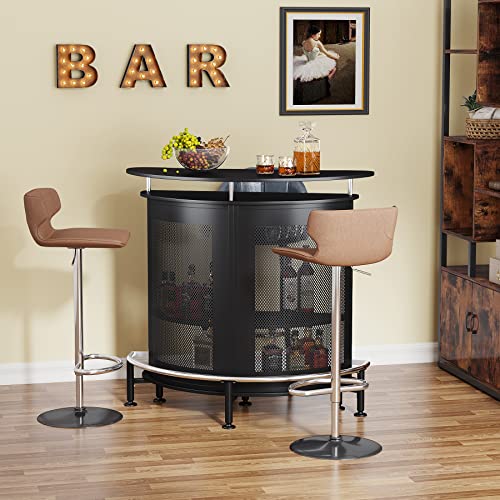 Tribesigns Bar Unit, 4 Tiers Home Bar Table With Storage And Stemware Holder, Liquor Mini Bar With Footrest And Crescent Shaped Counter For Home Pub (Black) #TOP7
