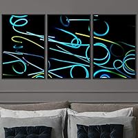 3 Piece Framed Canvas Wall Art Abstract Geometric Lights Mixed Media Canvas Prints Home Artwork Decoration for Living Room,Bedroom - 16