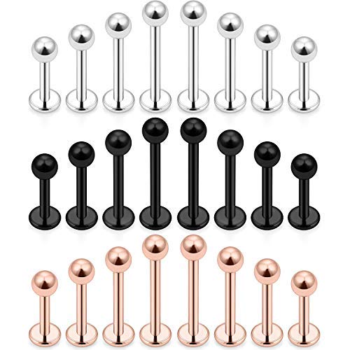 LAURITAMI16G Pendientes Piercing Tragus Helix Perno Stud 6mm 8mm Acero Inoxidable Labio Labret Cartilgo Piercing Joyas