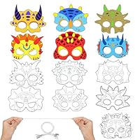 Hifot DIY Tiermasken für Kinder Dinosaurier Maske Blanko Bemalen Kinder Masken zum Bemalen Tiermasken zum Ausmalen für Kinderparty Spiele Bastelset Kindergeburtstag Basteln (12 Stücke)
