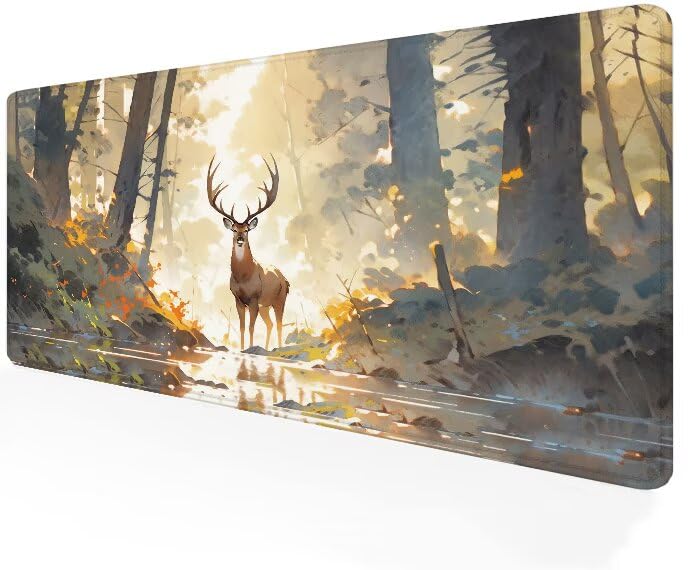 Tapis de souris gamer cerf 900x400mm, une idée cadeau bureau idéale