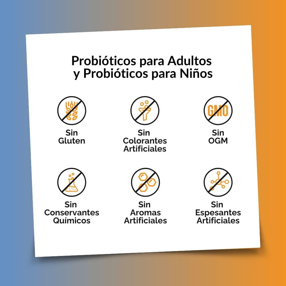Intelligent Labs Pack 2-en-1: Probióticos Adultos (50 Mil Millones UFC) y Niños (6 Mil Millones UFC). Con Prebióticos, 60 Porciones. Suministro para 60 Días. Refuerzo de la Flora Intestinal. (189 cara