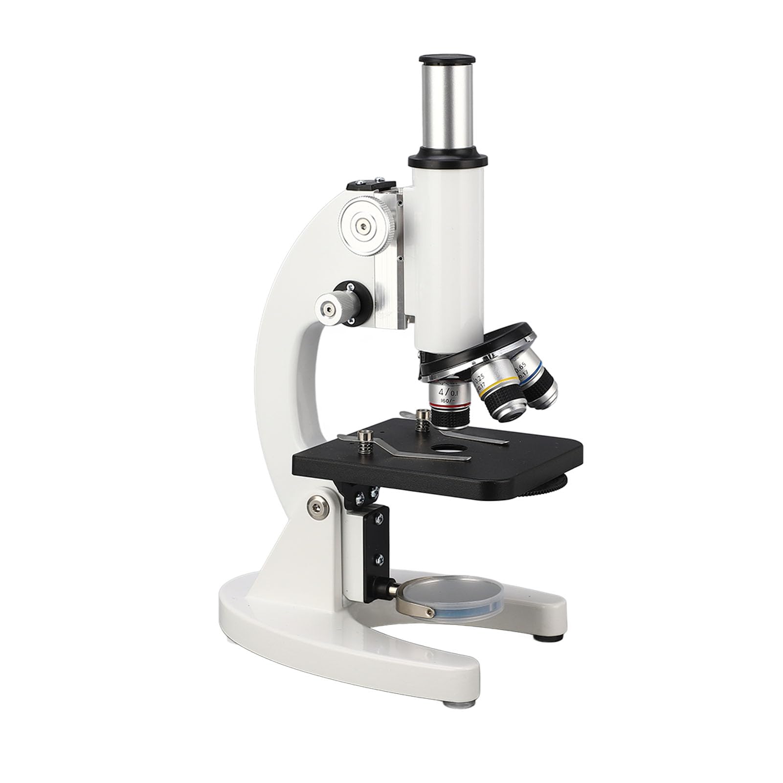 FTVOGUE Mikroskop Monokularowy 640X, Zestaw Mikroskopu ze Stali Nierdzewnej z Podwójnym Koncentrycznym Kołem Ręcznym, Zestaw Mikroskopu HD do Obserwacji Laboratoryjnych dla Uczniów