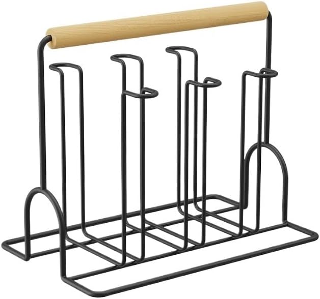 Cup Rack Kitchen Wrought Iron Cup Rack Drain Storage Rack Home Coffee Table Mug Holder(Black)