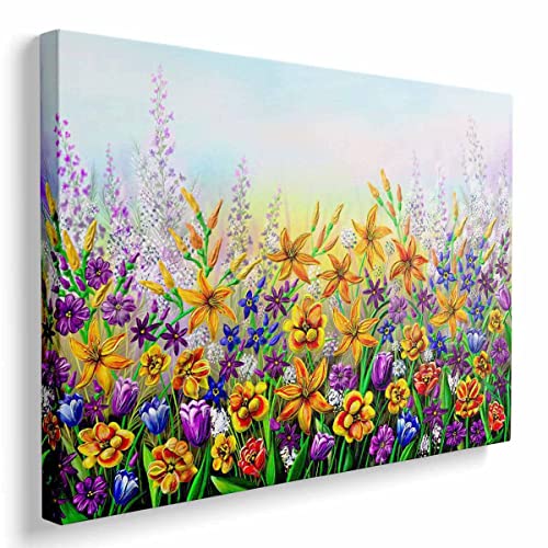 Violette Wandkunst Schlafzimmer Wildblume romantische bunte Blumen Leinwand Drucke gelbe Bilder für Mädchen Zimmer Büro Leinwand Cover