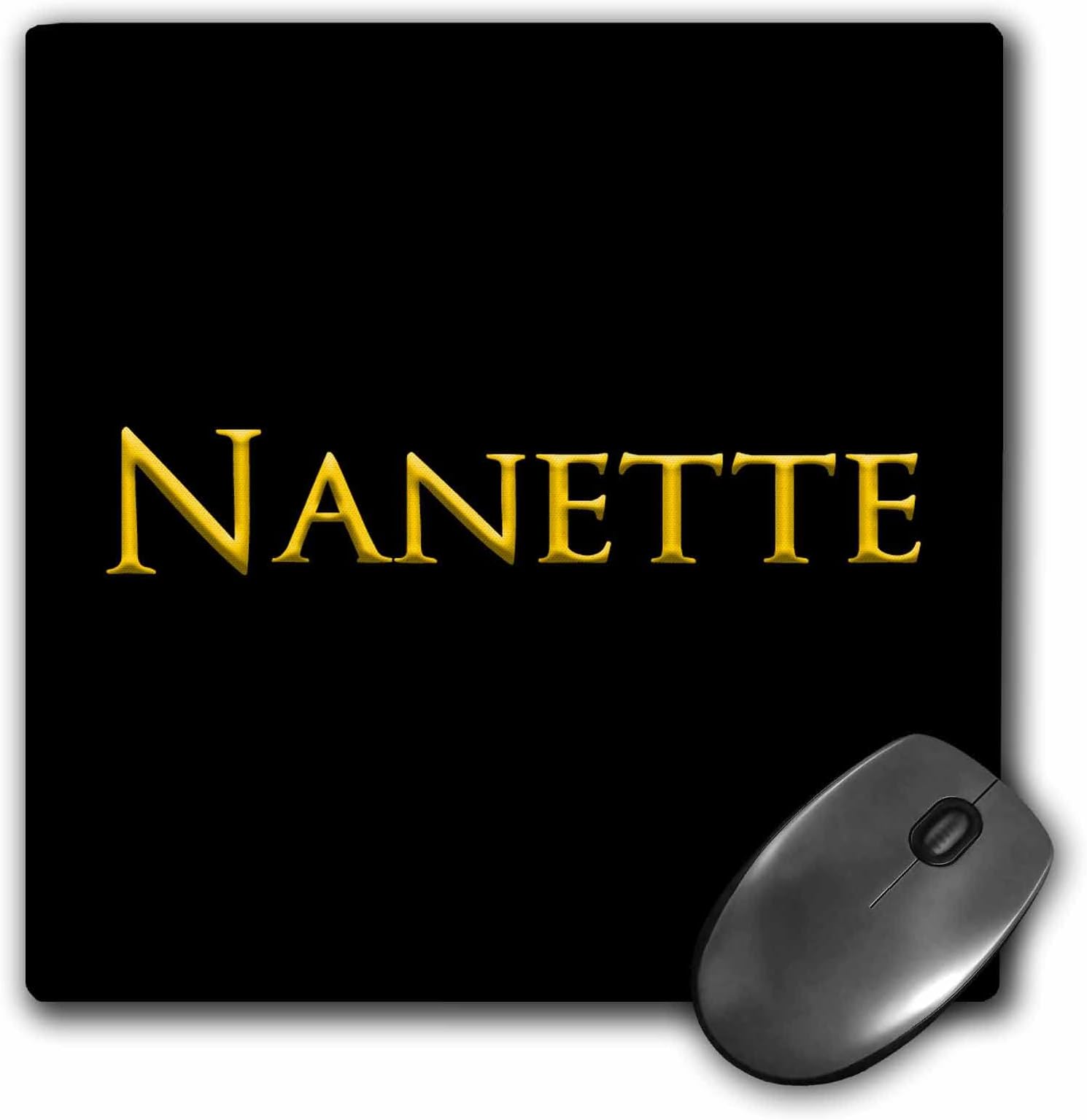 3dRoseNanette Favored Girl Baby Name in The USA. Yellow on Black Charm - Mouse Pads (mp_356419_1)