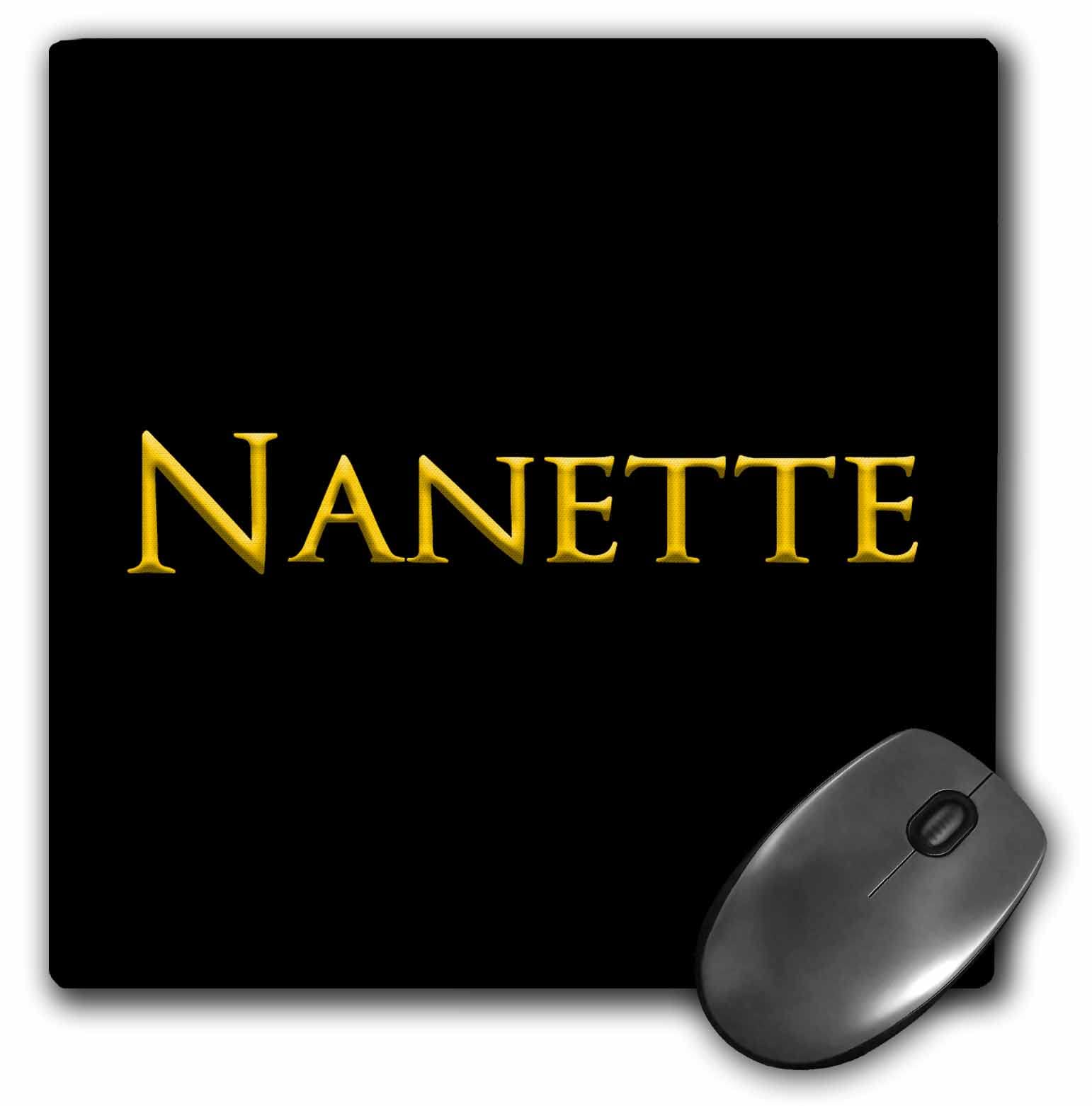 3dRoseNanette Favored Girl Baby Name in The USA. Yellow on Black Charm - Mouse Pads (mp_356419_1)