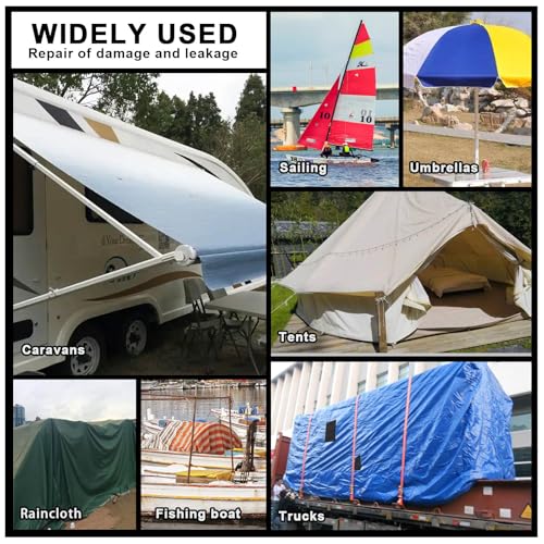Image of BOMEI PACK RV Awning Repair Tape for Tarp,Tent Repair Tape for RV Roof,Fabric,Canvas,Boat Covers,Sail Tape,3 Inch x 16.5 ft,Tear Repair Patch Kit, Waterproof, UVproof Repair Tape, Black