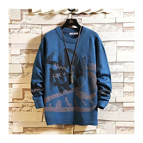 (Wool) Sweater Fashion Harajuku Sweater Men's Hip Hop Streetwear Pull Oversized Long Sleeves Pullover Sweater(C3,XL)