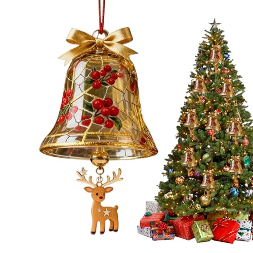 Decoración Navideña Campanas Doradas, con Reno Y Elfo, Campanas Colgantes para árbol Navidad, Ideales para Decoración Festival Hogar