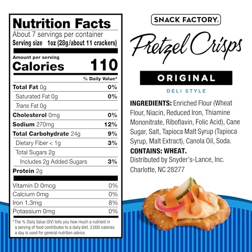 Image of Snack Factory Original Pretzel Crisps, Non-GMO, 7.2 oz Resealable Bag (Pack of 3)