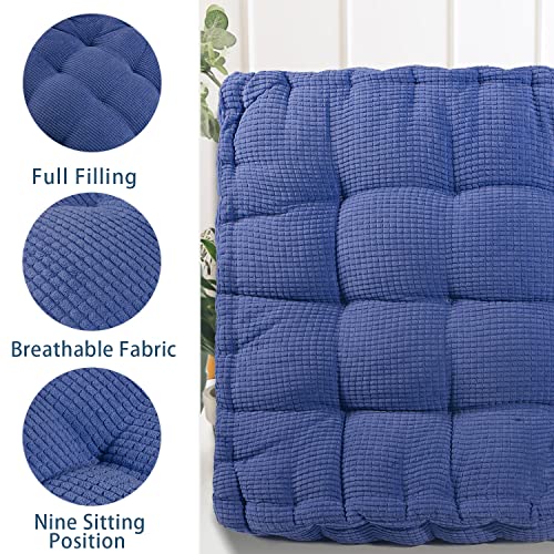Gehibao Square Chair Pad Floor Cushion, Floor Pillow Thick Tufted Pillow With Ruffled Edges, Suitable For Dining Chairs Living Room Balcony Bedroom Sofa Outdoor, Grey Blue 20" X 20" #TOP2