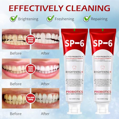 Image of SP-6 Probiotics Whitening Toothpaste - Probiotics for Teeth Whitening and Gum Health - Enamel-Safe, Fluoride-Free, Double Mint Flavor,Fresh Breath (3PCS)