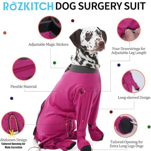 Image of Dog Onesie with Feet Surgical Onesie Anti Licking Bodysuit for Wound Cover