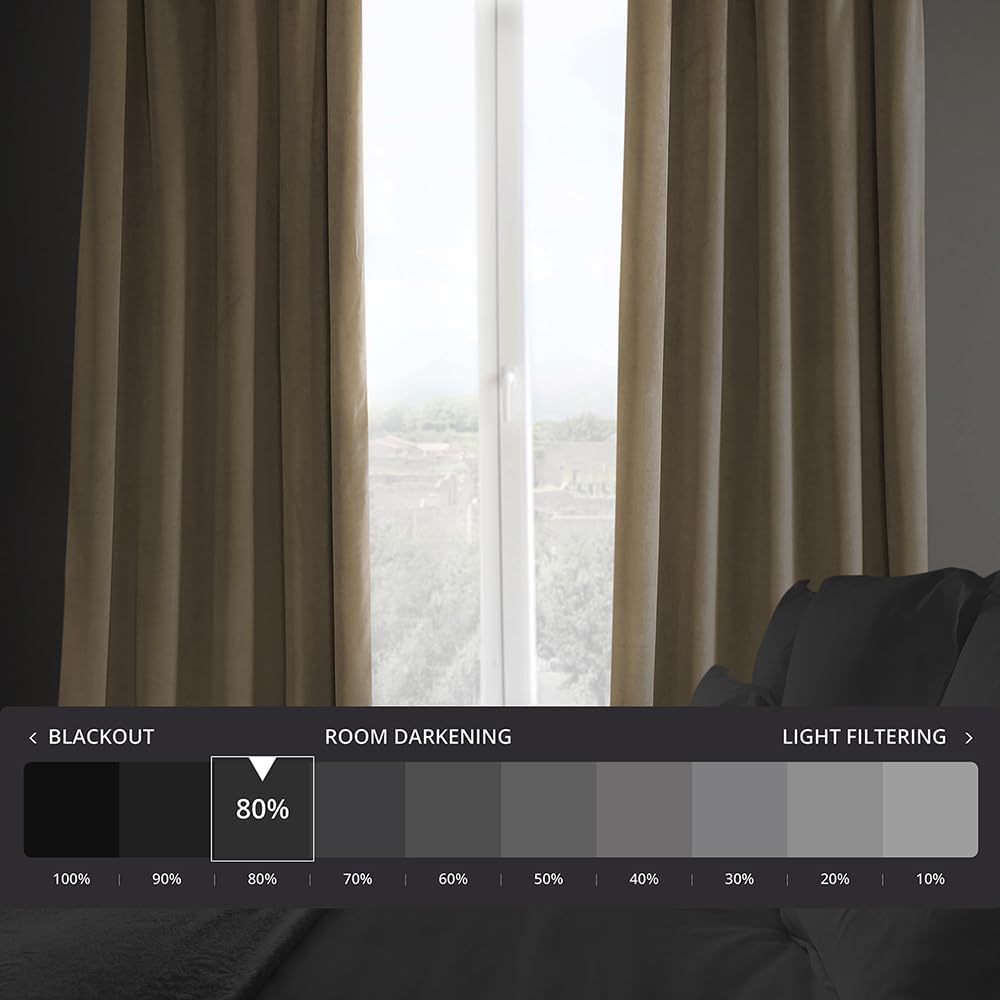 HPD Half Price Drapes Heritage Plush Velvet Curtains 96 Inches Long Room Darkening Curtains for Bedroom & Living Room 50W x 96L, (1 Panel), Museum Taupe - Image 2