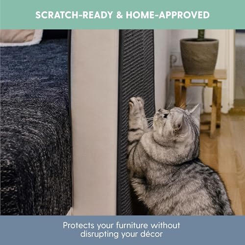 Image of The Cat Ladies Cat Scratch Furniture Protector Mat - Couch Protector from Claws - Anti Scratch Furniture Protectors from Cats Scratching - Sisal Scratcher Pad - Dark Grey