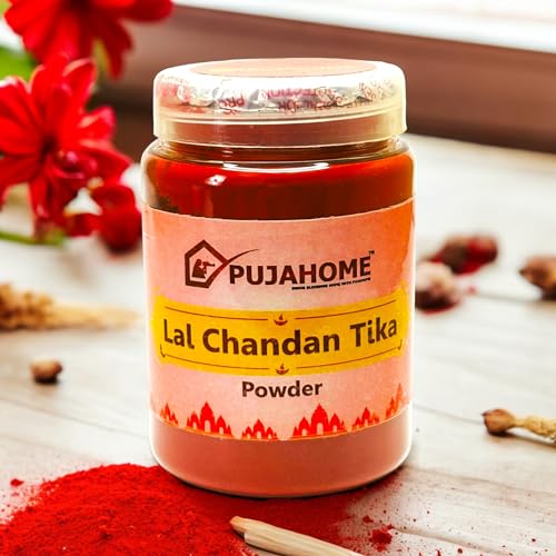 Image of Lal Chandan Powder- 100 Gram for Tika | Chandan Powder for Religious Pooja and Tilak | Natural and Pure Sandalwood for Mandir, Aarti & Ritual Use