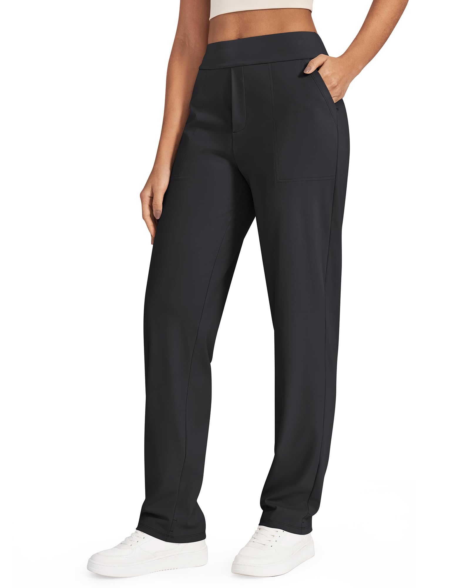 ShiftReady Yoga Pants Women High Waist Dress Work Pants with Pockets Straight Leg Business Casual Trousers 28"/30"/32"