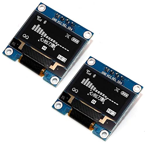 Fasizi Lot de 2 modules d'affichage OLED 2,4 cm I2C IIC SPI série 128 x 64 avec en-têtes broches pour Arduino – police blanche