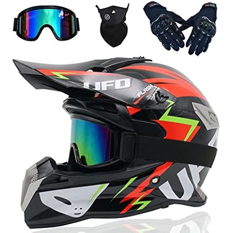 Motocross Full Face Helmet D.O.T Motorbike Backflip helmets DH Motorcycle Crash Helmet for MTB ATV MX Rally Mountain Pit bike Dirt Bikes (Black spaceship) (62~63cm XXL) Cover