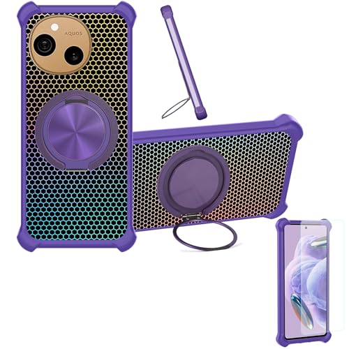 �Ή� Sharp Aquos Sense10 �P�[�X Phone Case [1�� 9H+�d�x���� �K���X�t�B����][360°��]���X�^���h�A�}�O�l�b�g��]CX-07-ZI