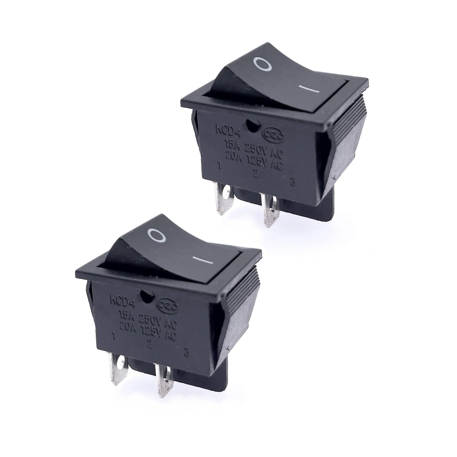 10 Interruttori A Leva KCD3 2 Pin On/Off - 16A 250V, 20A 125V, Terminali Argento - 5