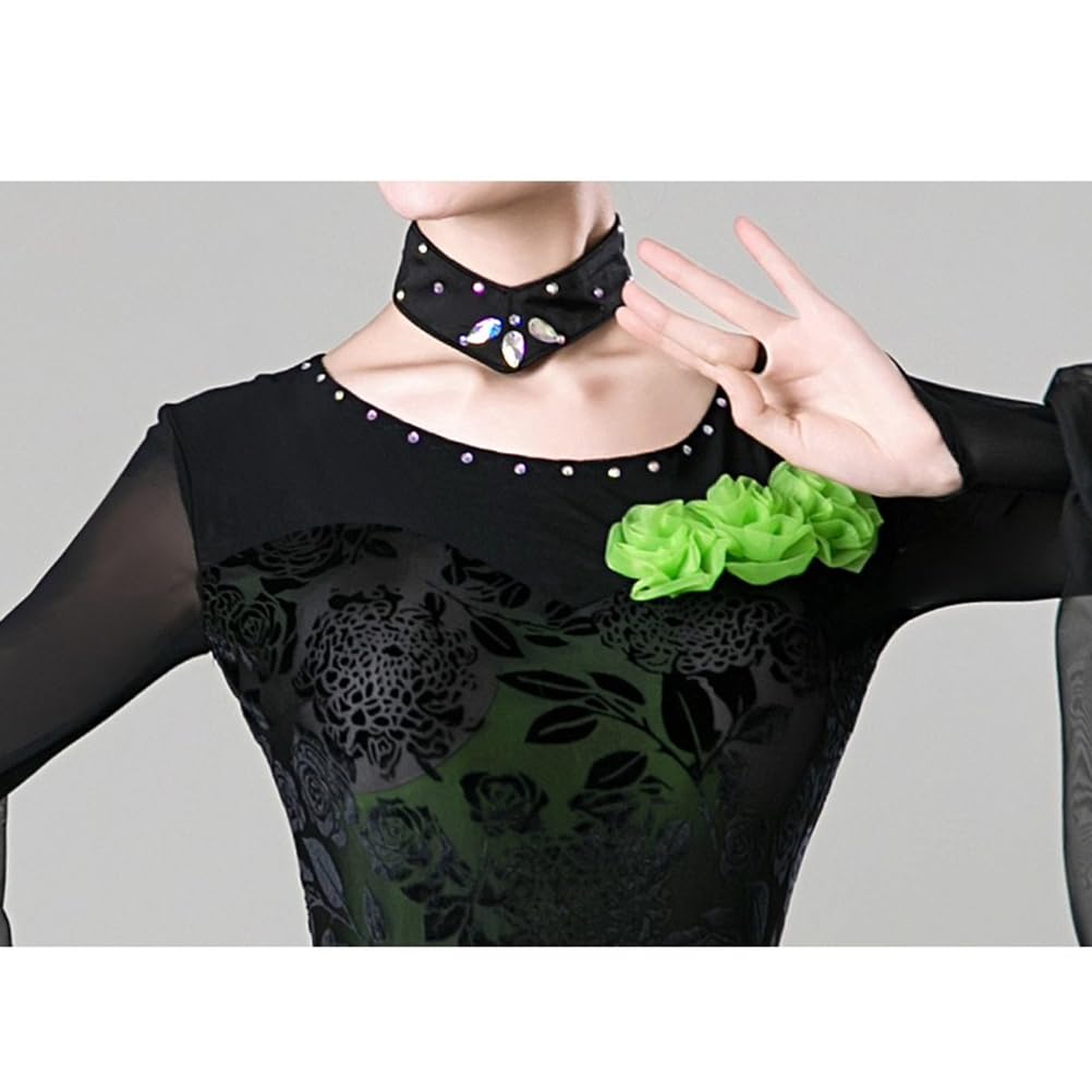 Ballsaal Leistung Tanzkleider Modernes Elegante Tanzkleid Damen Langarm Walzer Tango Tanzkleider Cha-Cha Turnierkleid Dehnbare Tanzkleidung für Frauen Flamenco Kleid