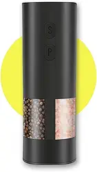 Moedor de Sal e Pimenta Elétrico Automático 2 em 1, Saleiro e Pimenteiro Recarregável USB com Moagem Ajustável