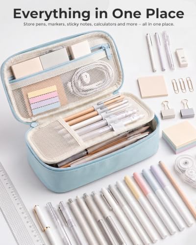 Image of WEMATE Pencil Case, Large Storage Organizer, Makeup Bag, Teacher Must - have, Big Pencil Pouch, Marker Case for College