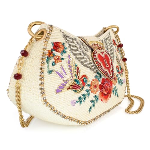 Mary Frances Keepsake Beaded Crossbody Handbag Clutch Heart & Bird-Themed Evening Purse, Multicolor4