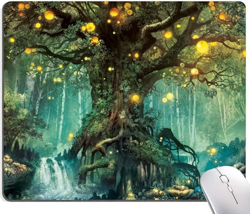Image of Premium-Textured Mouse Pad, Non-Slip Rubber Base Mousepad for Laptop, Computer & PC, 9.5x7.9 in - Enhanced Precision, Ergonomic Comfort, Ideal for Gaming & Office (Tree of Life)
