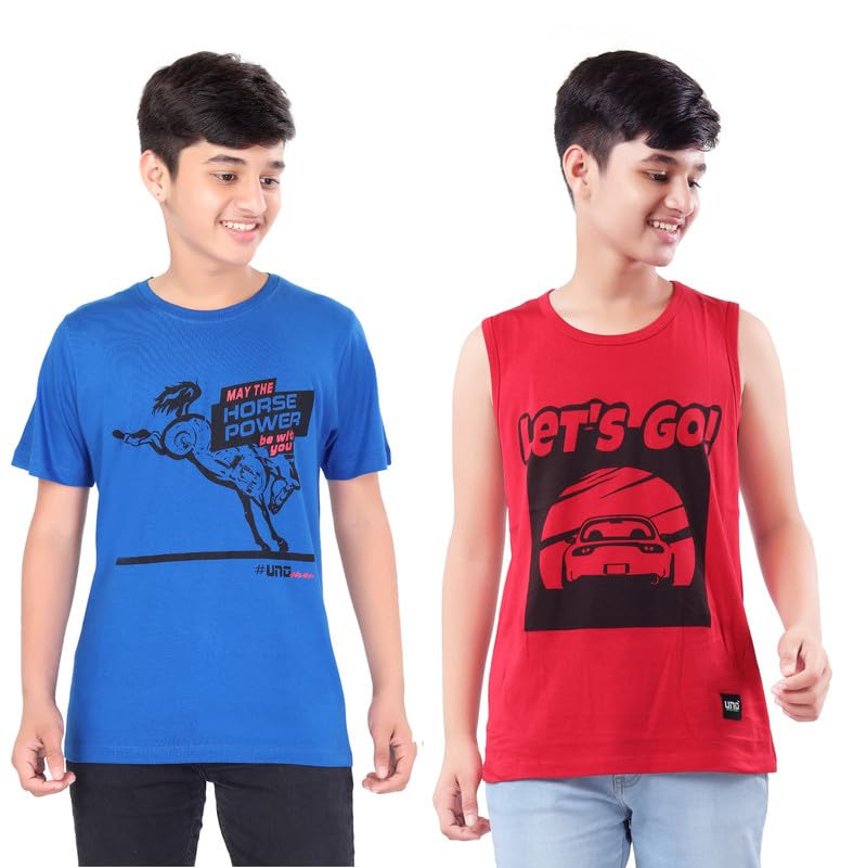 Image of UNOseven Boys Cotton T-Shirt - Pack of 2
