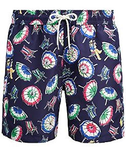 Polo Ralph Lauren Mens Printed Swim Shorts Beach Trunks with Strings (Beach Chair, Small)