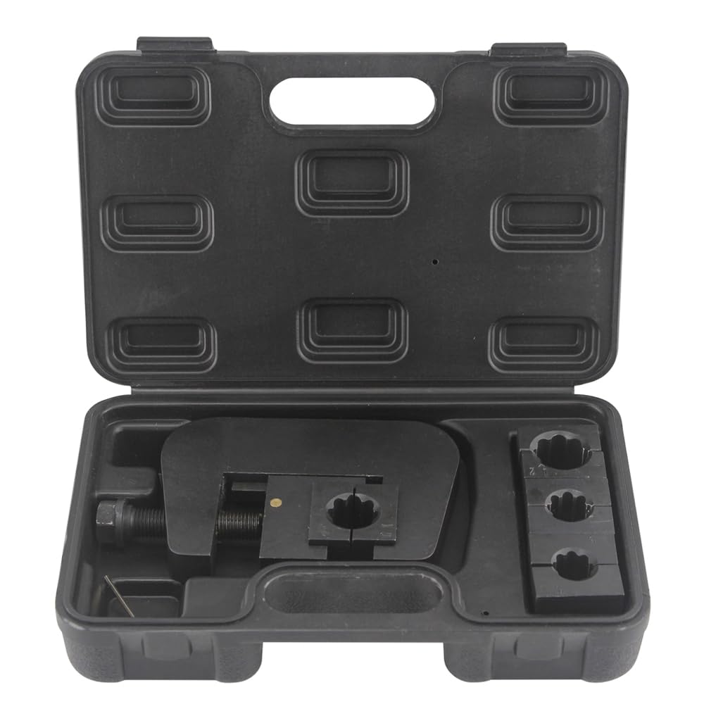 LyeXD Fs-7843B Manual A/C Hose Crimper Repair Tool Kit, Air Conditioning Repaire AC Hose Crimping Tool with 4 Dies (#6, #8, #10, #12), for Crimping