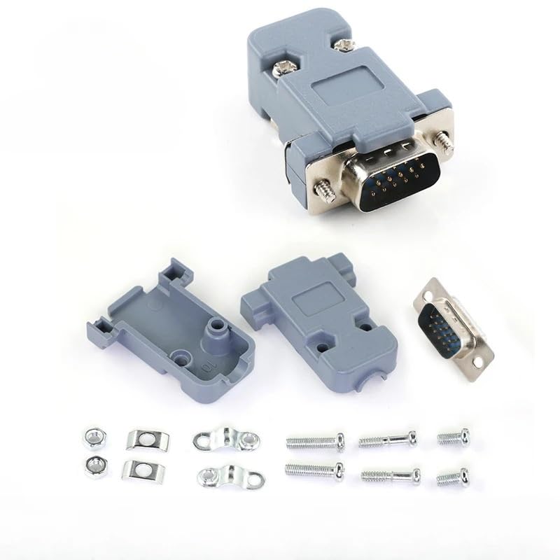 10PCS DB9 Adapter Connector Core RS232 Serial COM Plug Connectors Ho/*le/pin DB15 Female Male Port Socket D Sub DP9 Plastic Case(DB15 Male Golden8)