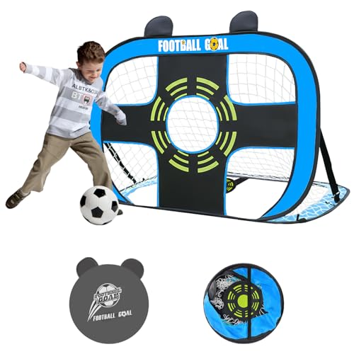BILIONE 2 Pack Soccer Goals for Kids, 4x3 FT Pop Up Soccer Net with Carry Bag, Portable Toddler Football Goals Training Equipment for Outdoor Backyard Game