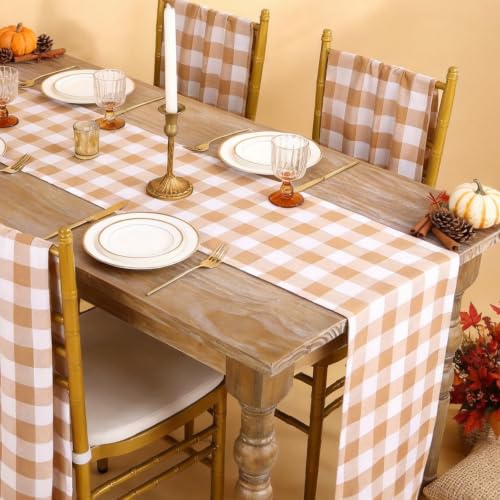 Buffalo Plaid Table Runner Check Fabric Cover Cloth Table Topper Decoration