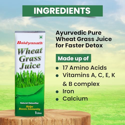 Baidyanath Wheatgrass Juice 1 Litre, Natural Detoxifier, Herbal Juice Helpful to boost Immunity, Blood Purification, Improves Digestion and Metabolism, 1000ml (Pack of 1) - Image 3