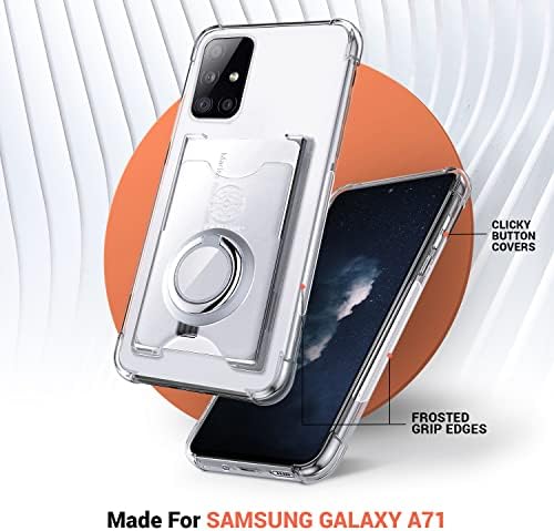 Shields Up Designed for Galaxy A71 Case, Samsung A71 Minimalist Wallet Case with Ring Kickstand and Card Holder, Shockproof Bumper TPU Transparent Slim Cover for Samsung Galaxy A71 - Clear