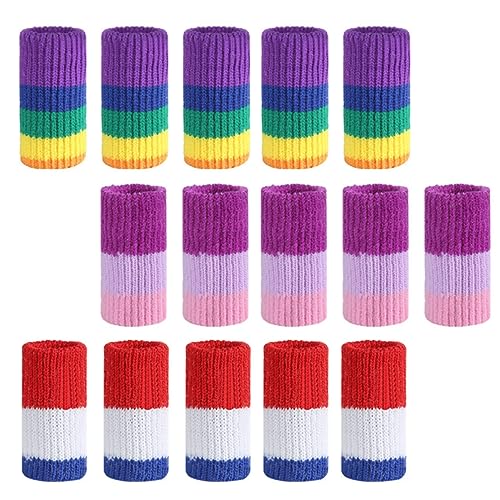 FRCOLOR 30pcs Rainbow Finger Cots Thumb Brace Sports Cover Athletes Finger Covers Non-skid Finger Covers Finger Protector Tool Stand Support Finger Brace Pinky Finger Splint Nylon