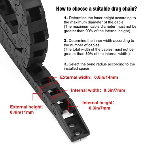 TYTOGE Corrente de cabo de plástico com conector de extremidade para máquinas CNC de 1 metro