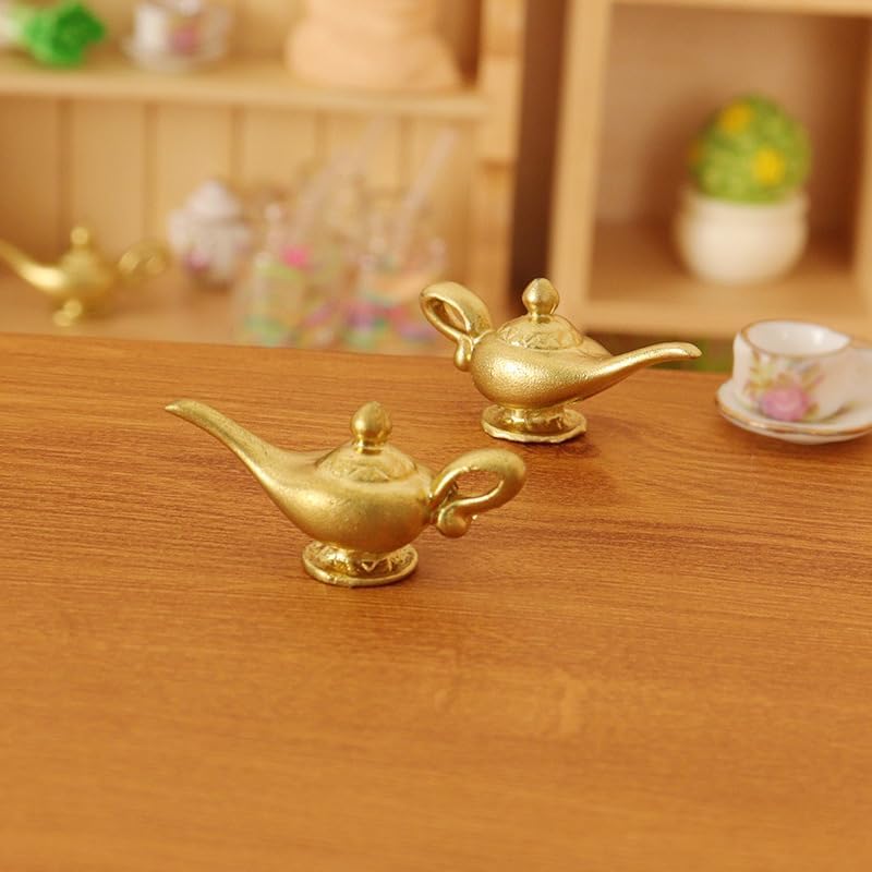 Gold 1/12 Miniature Aladdin Genie Lamp Decoration, Genie Lamp, Dollhouse Accessories, Miniature Scene Model - Image 4