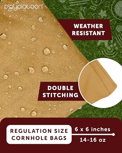 Image of Play Platoon Cornhole Bags Weather Resistant- Set of 8 Regulation Bean Bags for Tossing- Official Professional Size & Weight Corn Hole Bags Two Color All Weather Cornhole Beans Bag Set with Tote Bag