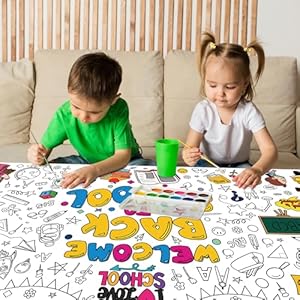OHOME Back to School Giant Coloring Poster/Tablecloth - Back to School Decorations - 30 x 72 Inches Kindergarten School Supplies for Kids - Back to School Gifts for Kids - Banner Classroom Must Haves OHOME Back to School Giant Coloring PosterTablecloth Back to School Decorations 30 x 72 Inches Kindergarten School Supplies for Kids Back to School Gifts for Kids Banner Classroom Must Haves
