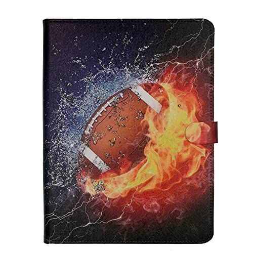 Yhb Case Fits All-New Kindle Fire Hd 10 & 10 Plus Tablet (11Th Generation, 2021 Release) 10.1", Premium Pu Leather Slim Folding Adjustable Stand Cover, American Football With Fire Water #TOP6