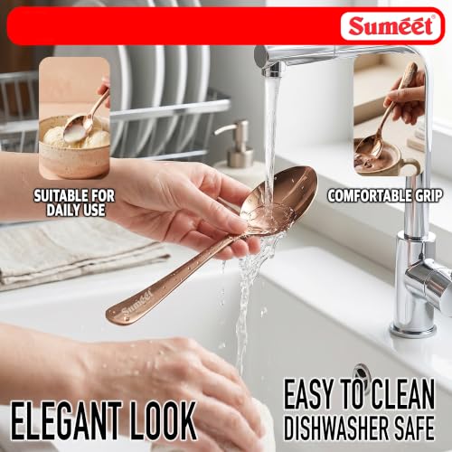 Image of Sumeet Stainless Steel Rose Gold Baby /Meduim Premium Spoon Set of 6 Pc - (15.5cm L) (1.6mm Thick)