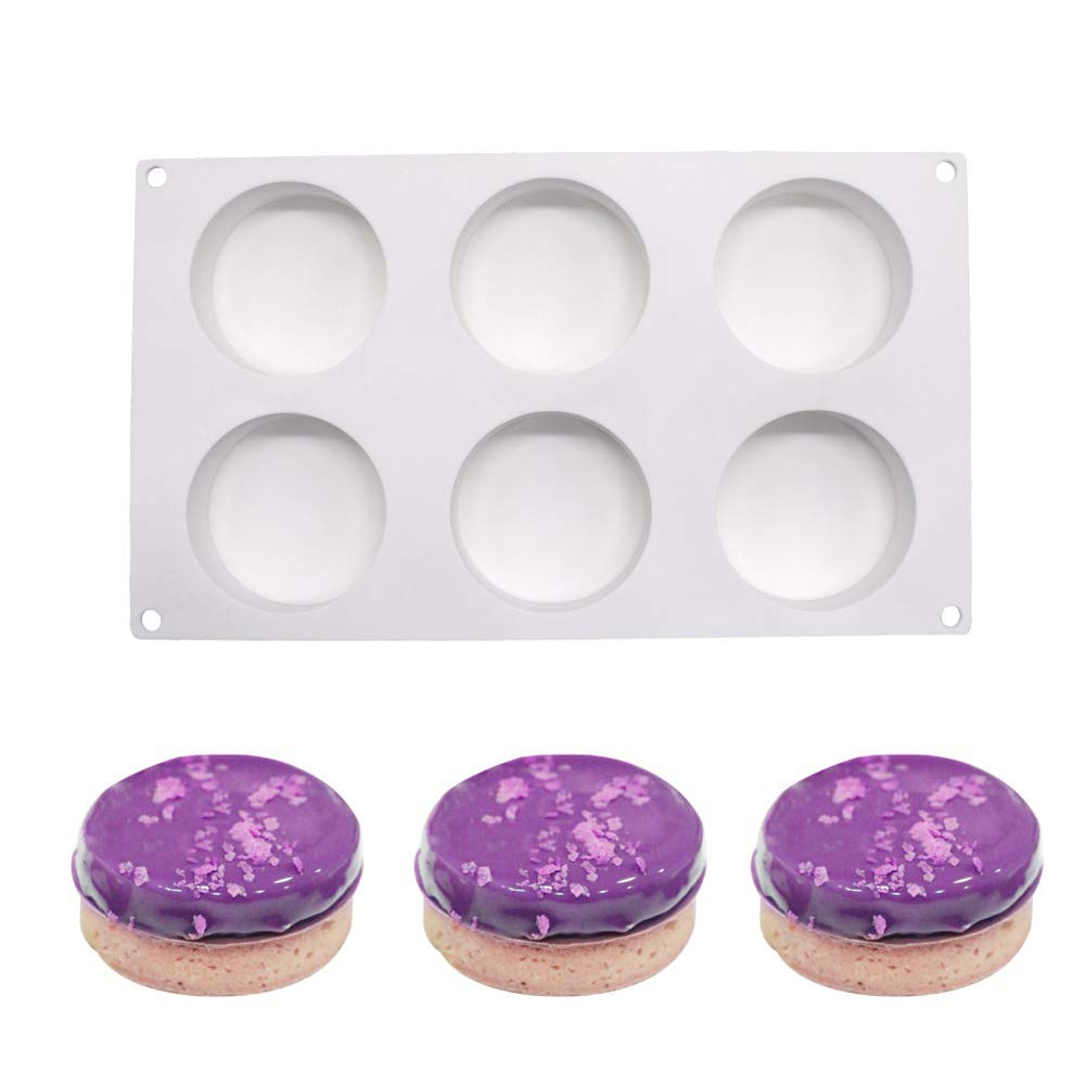 Silicone Mousse Cake Molds 3D Bakeware DIY Mould, 6 Holes Cylinder