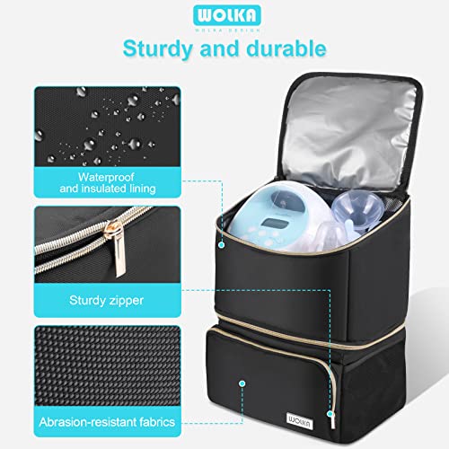 Wolka Breast Pump Bag with Insulated Compartments,Breastmilk Cooler Backpack for Spectra S1,S2 Medela